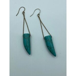 Turquoise Dangle Earrings Chain Bohemian Fang Tusk‎ Tribal Fashion Jewelry Women